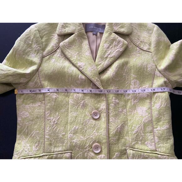 ANN TAYLOR Retro Green Textured Floral Mid-Length Coat sz 4 - Picture 10 of 13